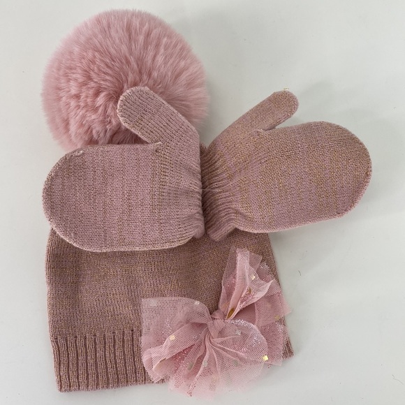 Pom Pom Hat and Mittens Set Toddler Size NWT - Picture 3 of 6